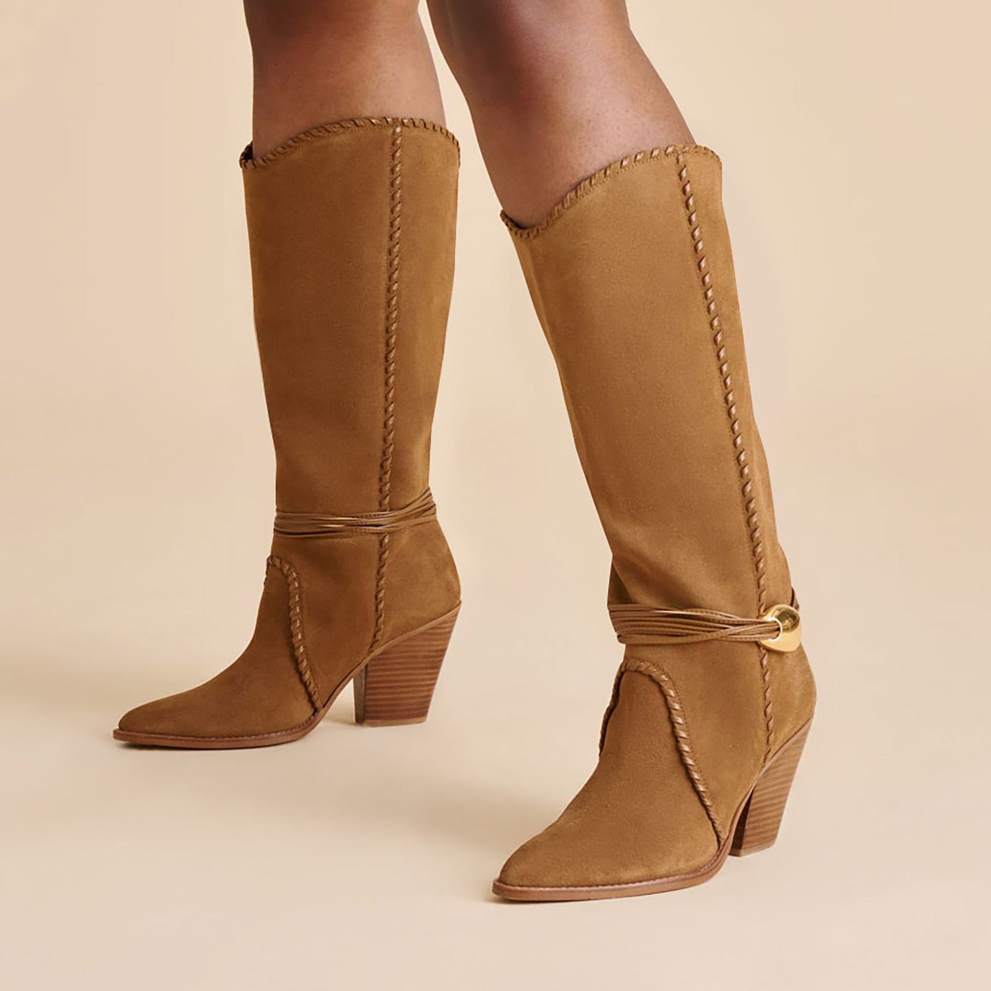 Jody Lt Brown Suede Wide Calf Boots Dolce Vita