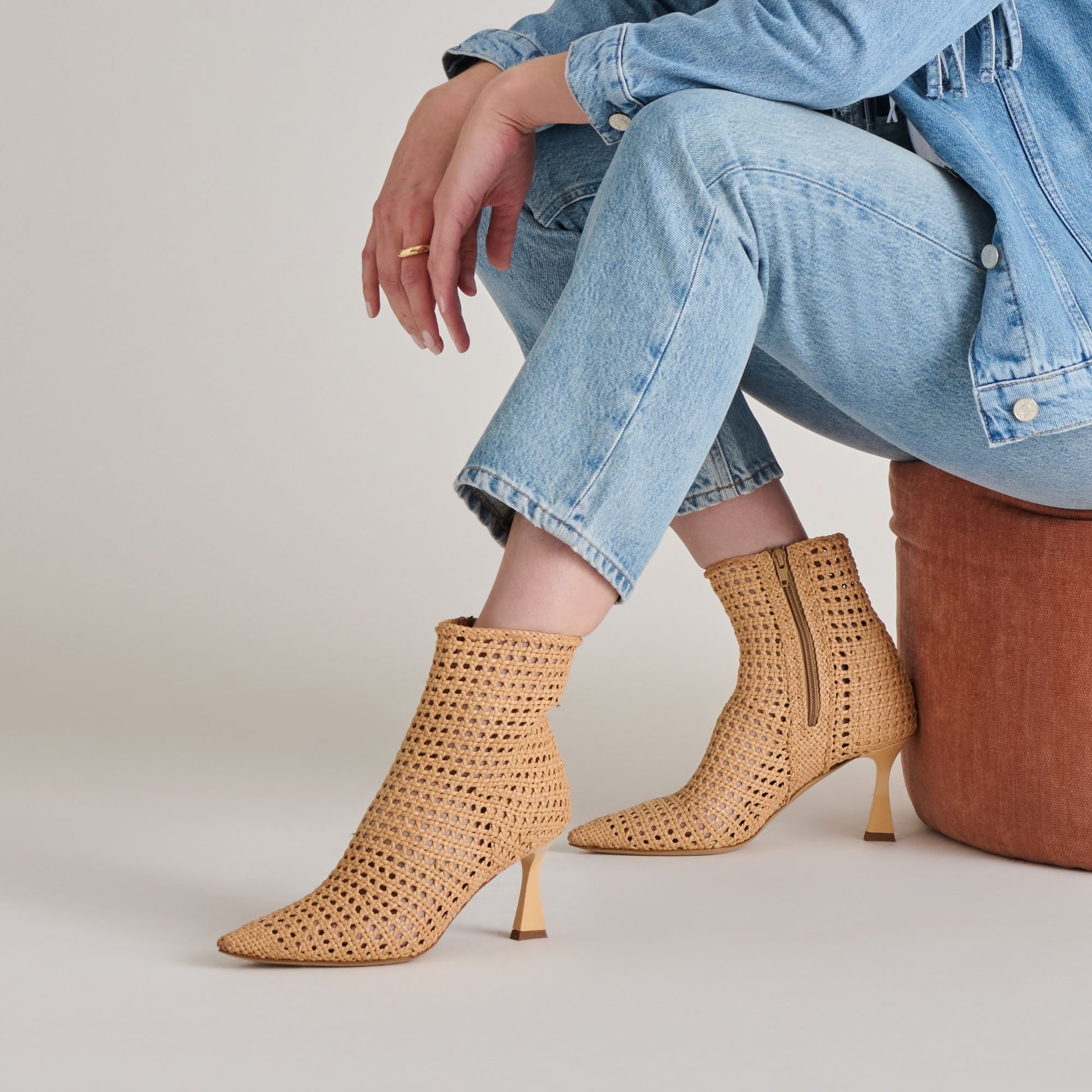 Lonni Tan Woven Leather Booties Dolce Vita