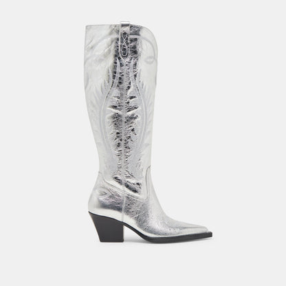 RYATT WIDE CALF BOOTS SILVER DISTRESSED LEATHER Dolce Vita