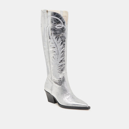RYATT WIDE CALF BOOTS SILVER DISTRESSED LEATHER Dolce Vita