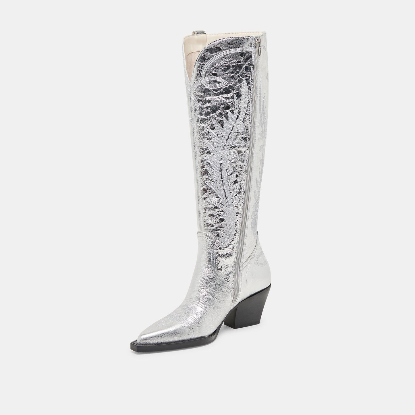 RYATT WIDE CALF BOOTS SILVER DISTRESSED LEATHER Dolce Vita