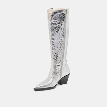 RYATT WIDE CALF BOOTS SILVER DISTRESSED LEATHER Dolce Vita