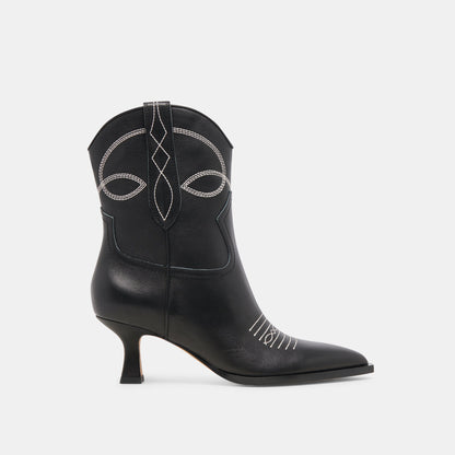 ANGEL BOOTIES BLACK WHITE LEATHER Dolce Vita