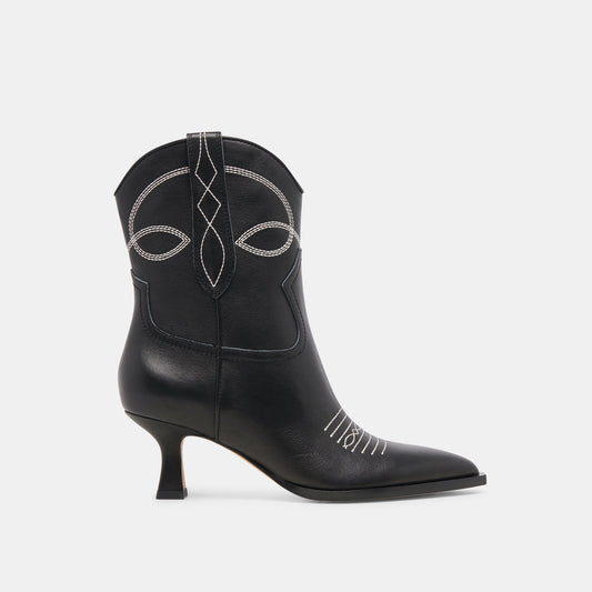 ANGEL BOOTIES BLACK WHITE LEATHER Dolce Vita