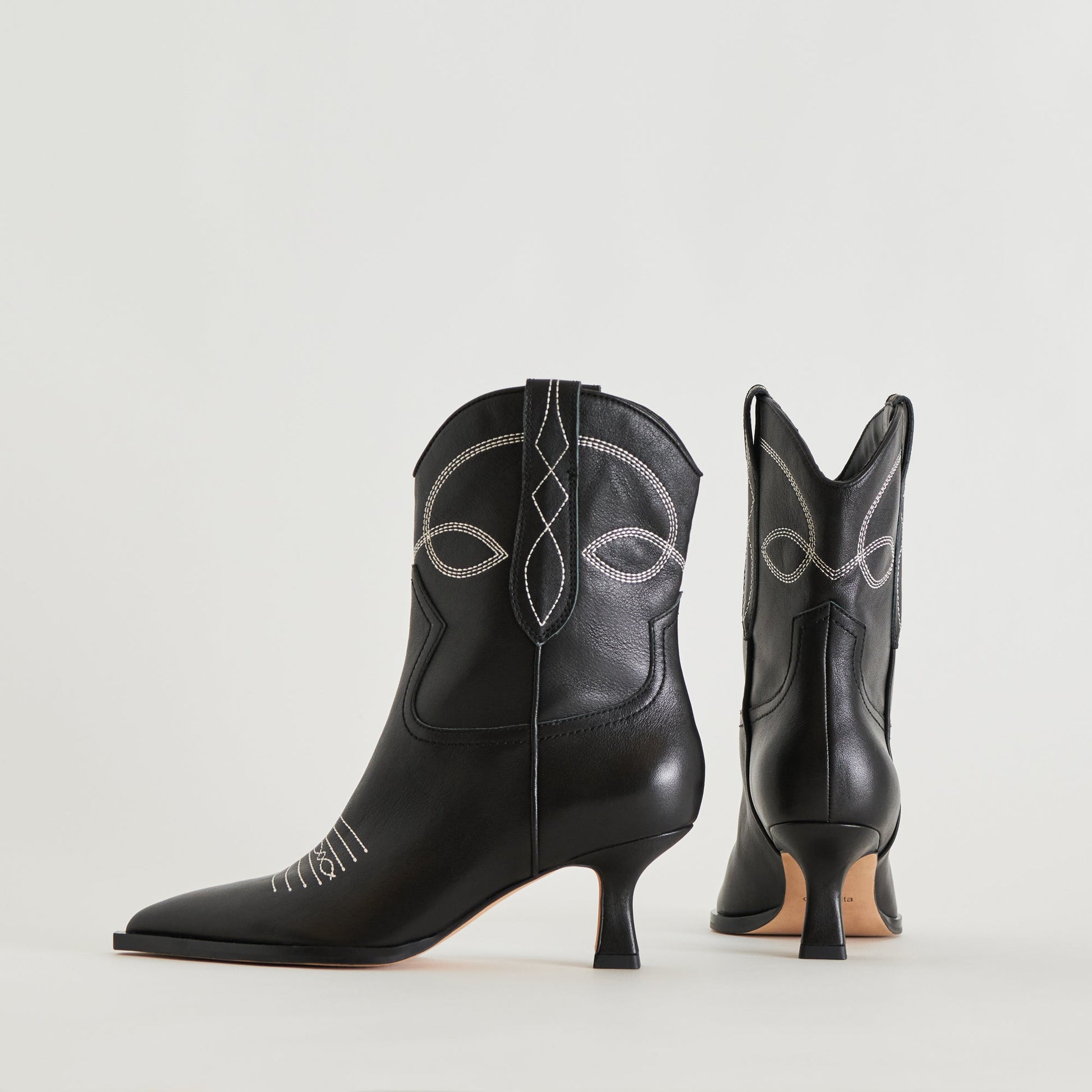ANGEL BOOTIES BLACK WHITE LEATHER Dolce Vita