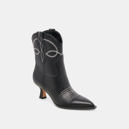 ANGEL BOOTIES BLACK WHITE LEATHER Dolce Vita