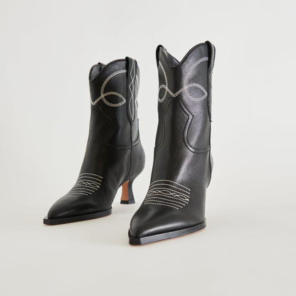 ANGEL BOOTIES BLACK WHITE LEATHER Dolce Vita