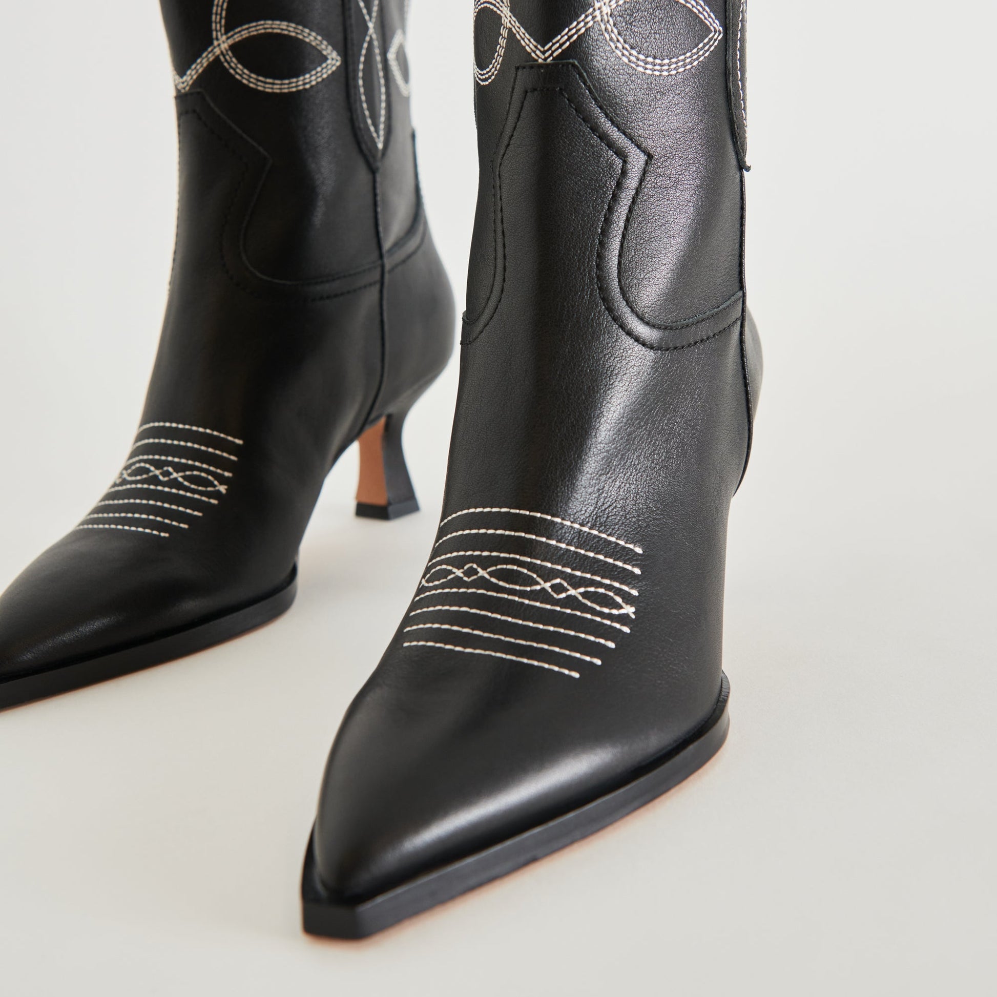 ANGEL BOOTIES BLACK WHITE LEATHER Dolce Vita