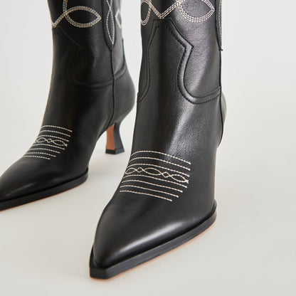 ANGEL BOOTIES BLACK WHITE LEATHER Dolce Vita