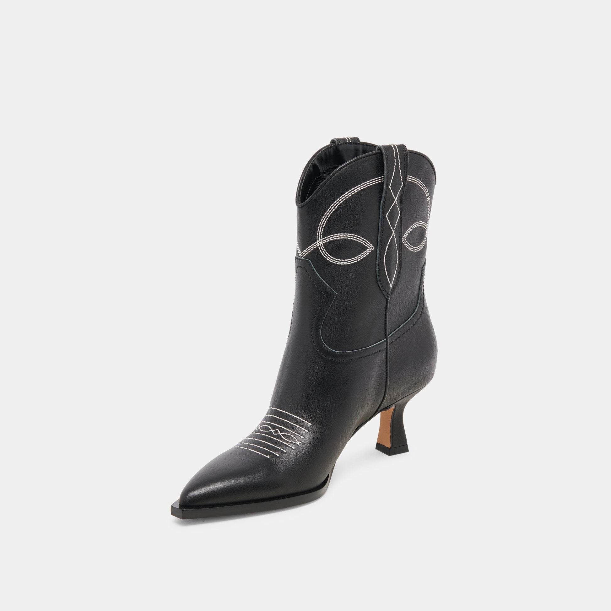 ANGEL BOOTIES BLACK WHITE LEATHER Dolce Vita