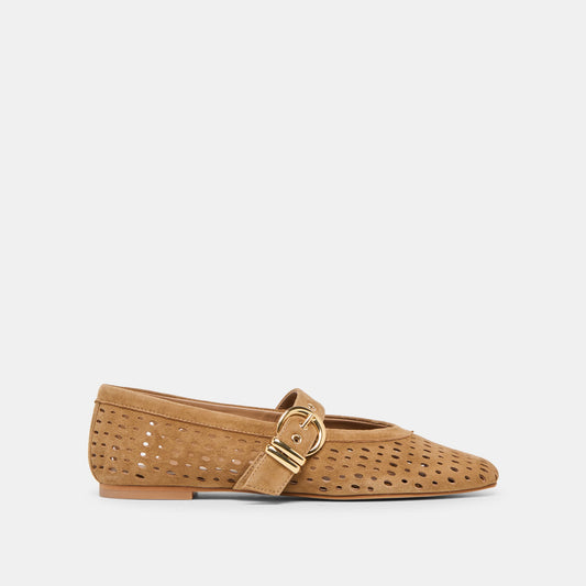 Mikel Lt Brown Perforated Suede Ballet Flats Dolce Vita