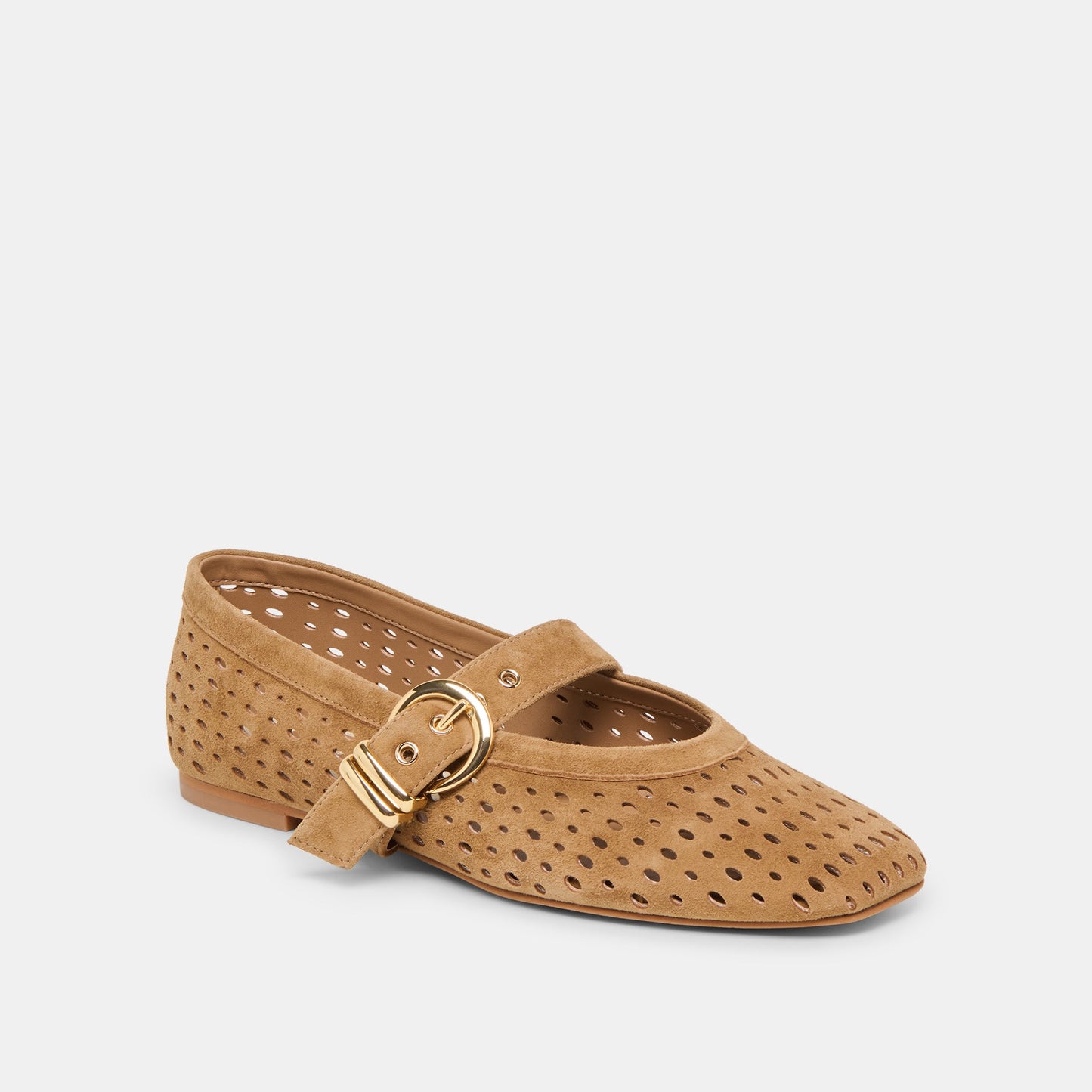 Mikel Lt Brown Perforated Suede Ballet Flats Dolce Vita