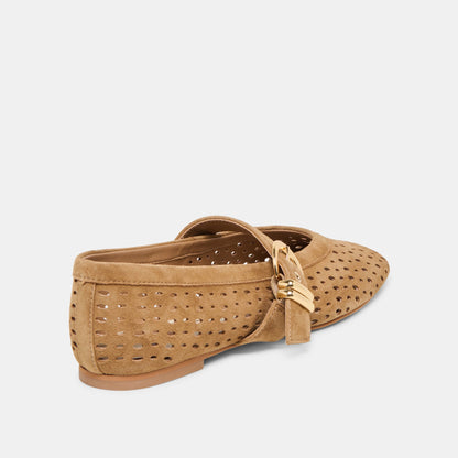 Mikel Lt Brown Perforated Suede Ballet Flats Dolce Vita