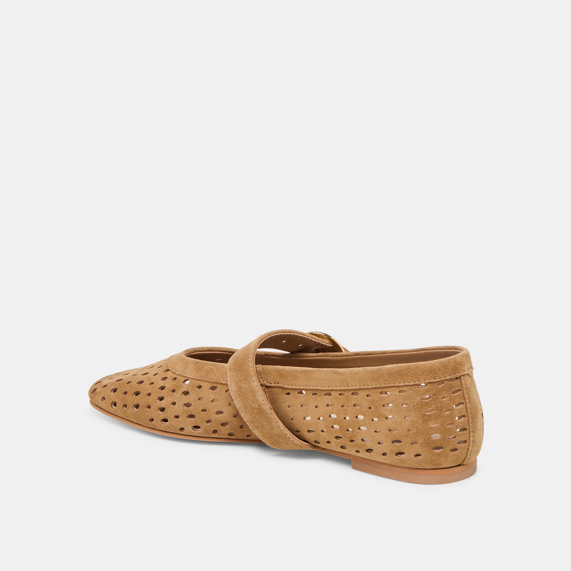 Mikel Lt Brown Perforated Suede Ballet Flats Dolce Vita