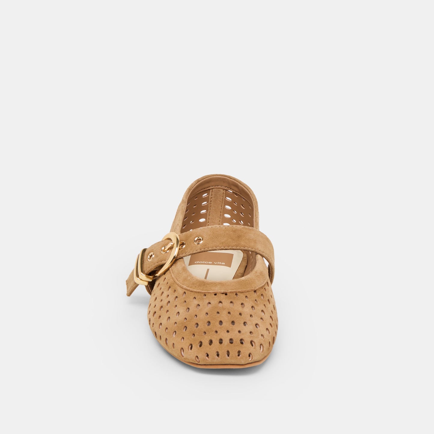 Mikel Lt Brown Perforated Suede Ballet Flats Dolce Vita