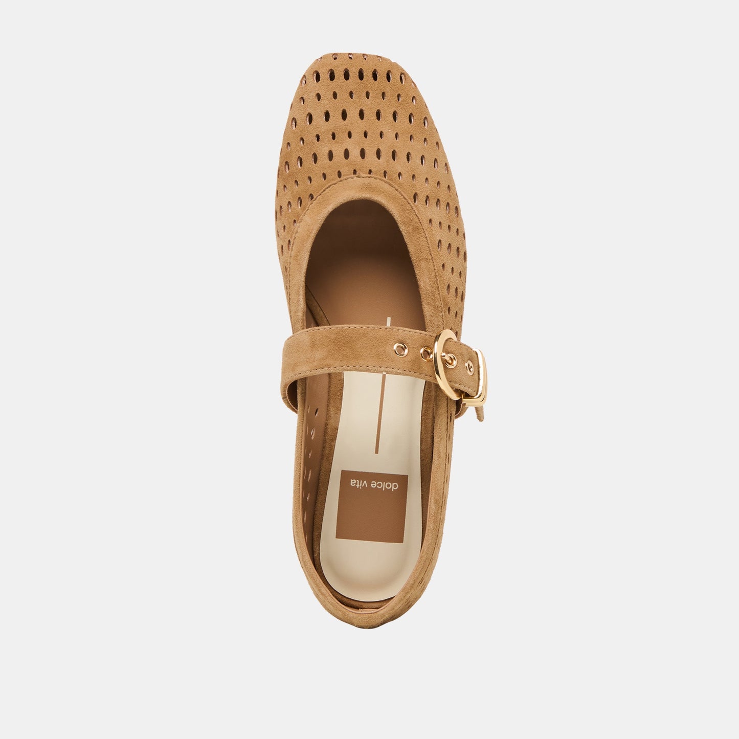 Mikel Lt Brown Perforated Suede Ballet Flats Dolce Vita