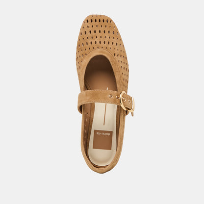 Mikel Lt Brown Perforated Suede Ballet Flats Dolce Vita