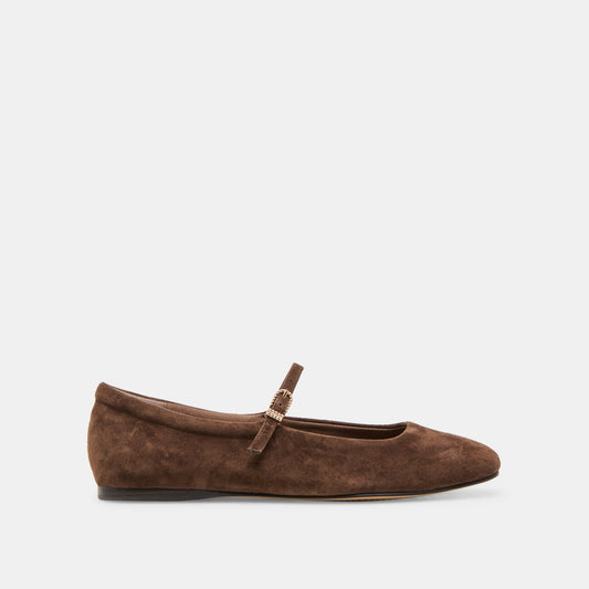 Reyes Dk Brown Suede Ballet Flats Dolce Vita