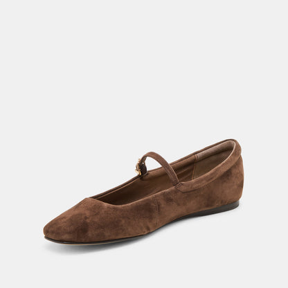 Reyes Dk Brown Suede Ballet Flats Dolce Vita