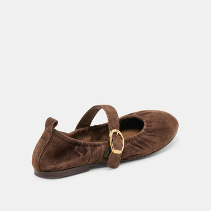Caely Dk Brown Suede Ballet Flats Dolce Vita