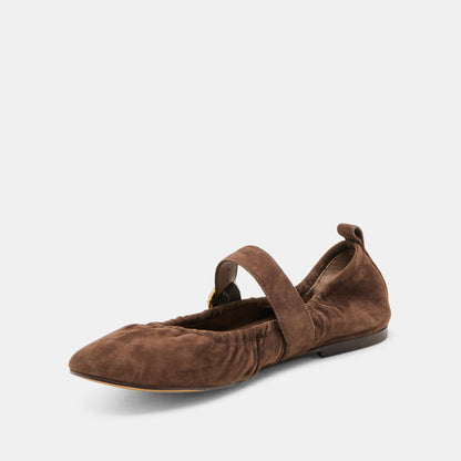 Caely Dk Brown Suede Ballet Flats Dolce Vita