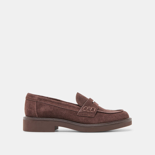 Tiggy Mahogany Suede Loafers Dolce Vita