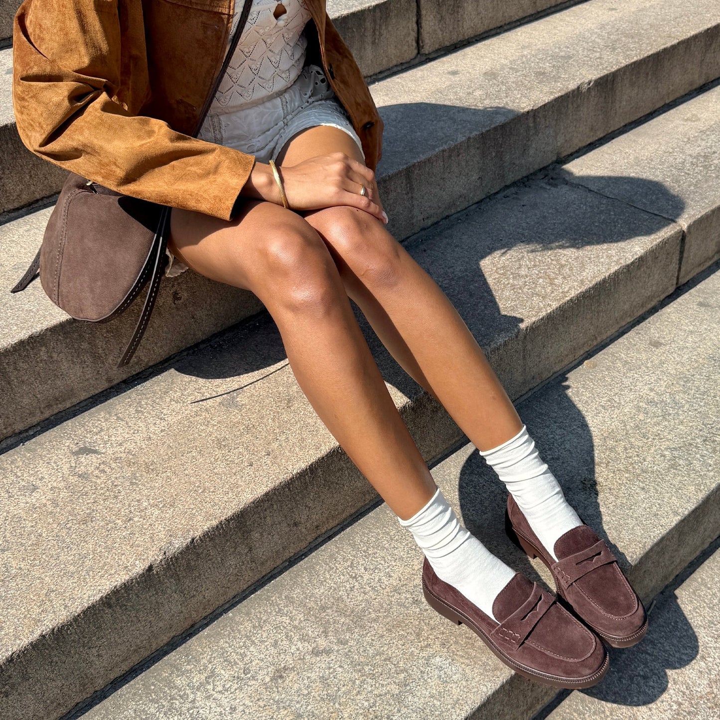 Tiggy Mahogany Suede Loafers Dolce Vita