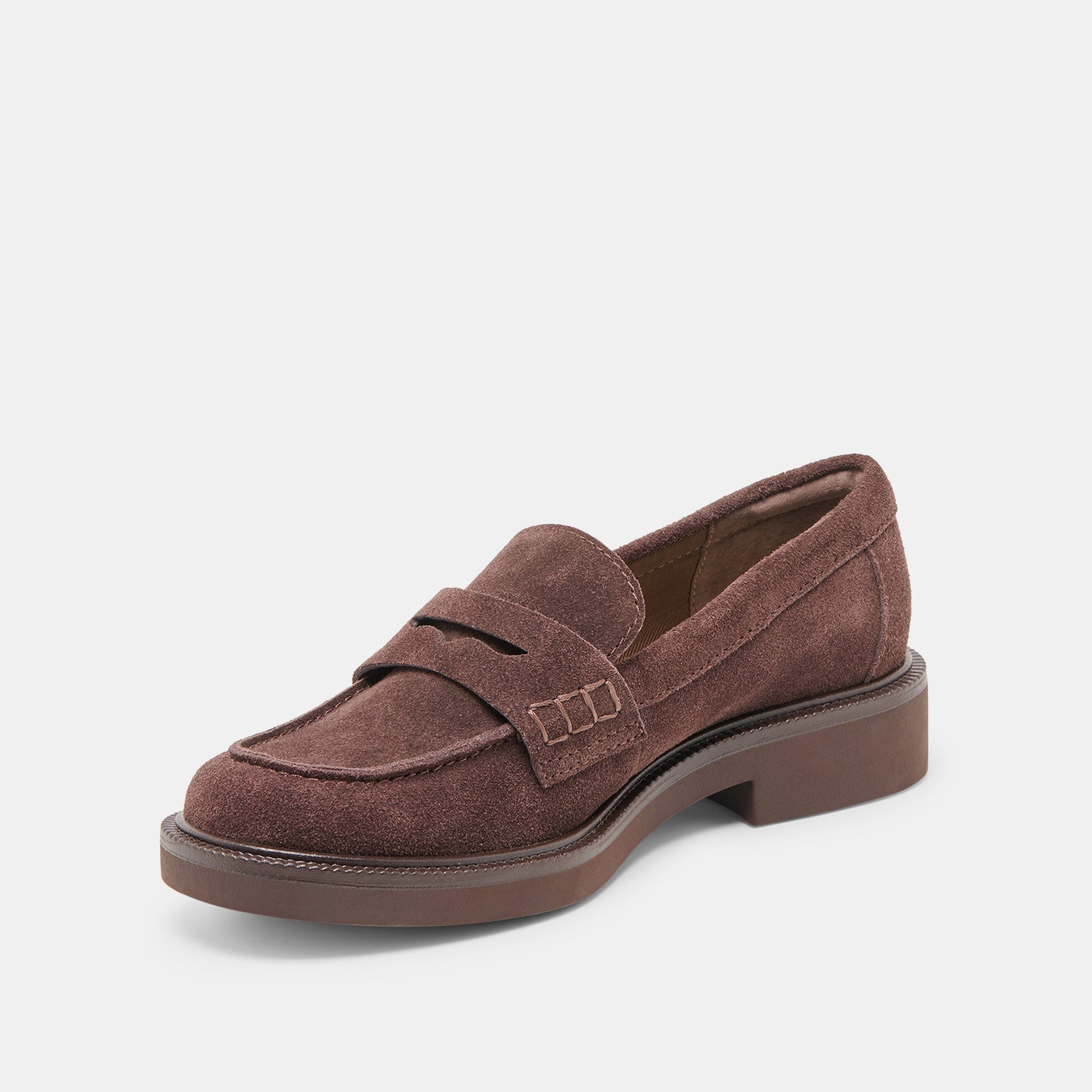 Tiggy Mahogany Suede Loafers Dolce Vita