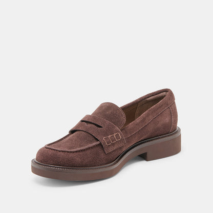 Tiggy Mahogany Suede Loafers Dolce Vita