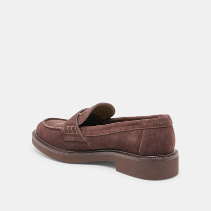 Tiggy Mahogany Suede Loafers Dolce Vita