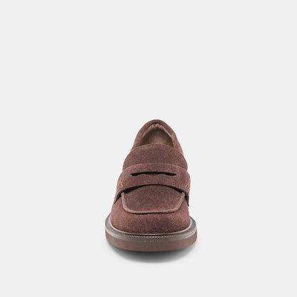 Tiggy Mahogany Suede Loafers Dolce Vita