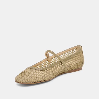 Reyes Olive Woven Raffia Ballet Flats Dolce Vita