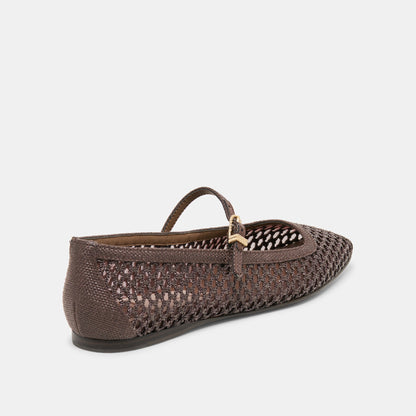 Reyes Chocolate Woven Raffia Ballet Flats Dolce Vita