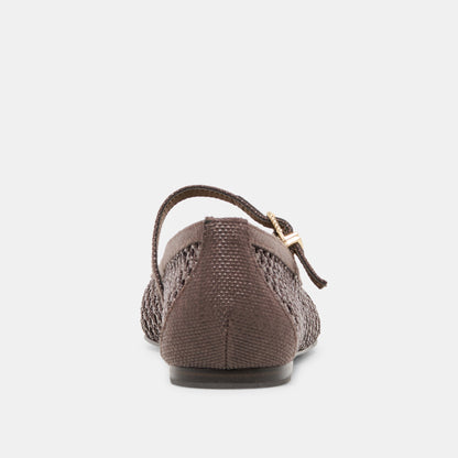 Reyes Chocolate Woven Raffia Ballet Flats Dolce Vita