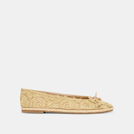 Tianna Lt Natural Raffia Lace Ballet Flats Dolce Vita