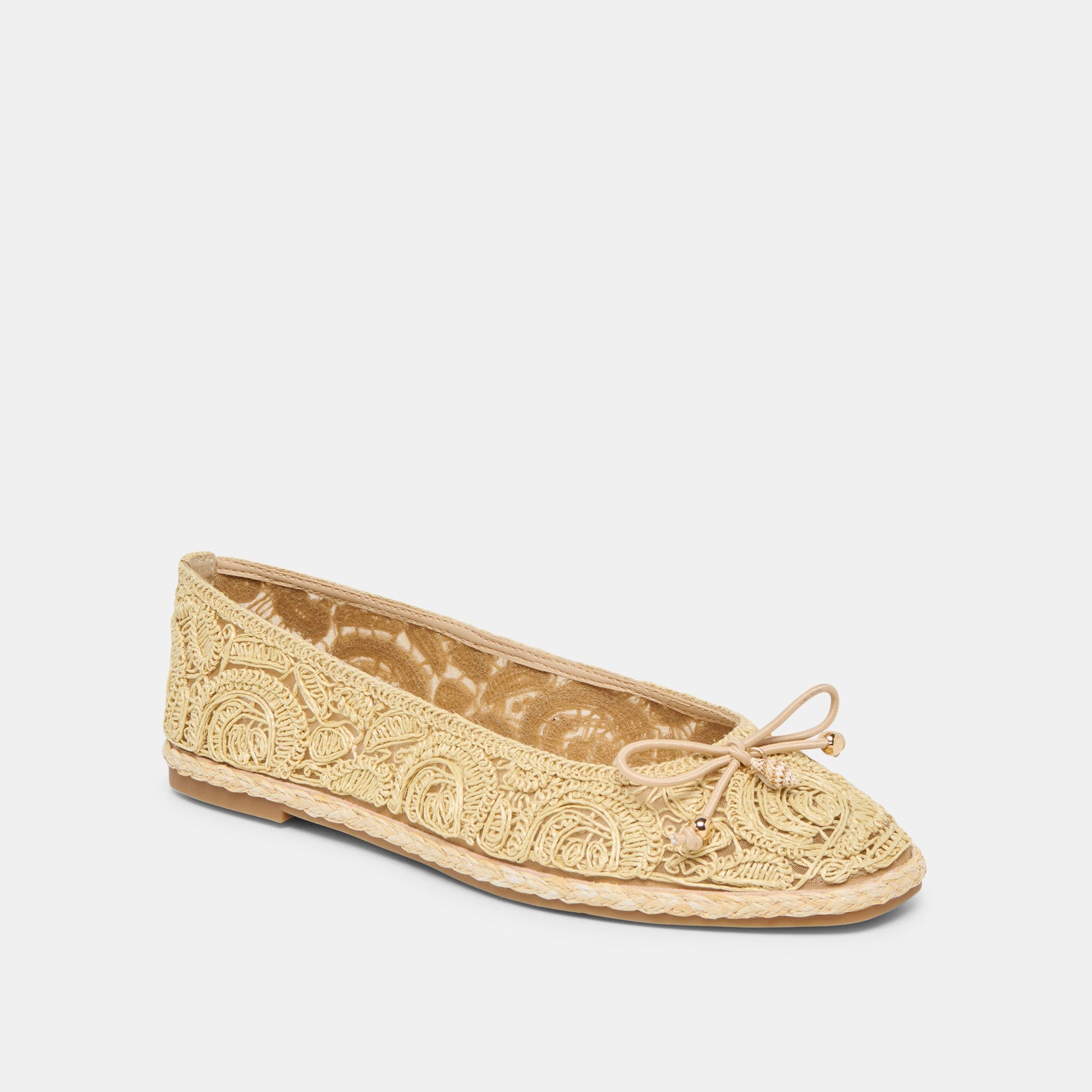 Tianna Lt Natural Raffia Lace Ballet Flats Dolce Vita