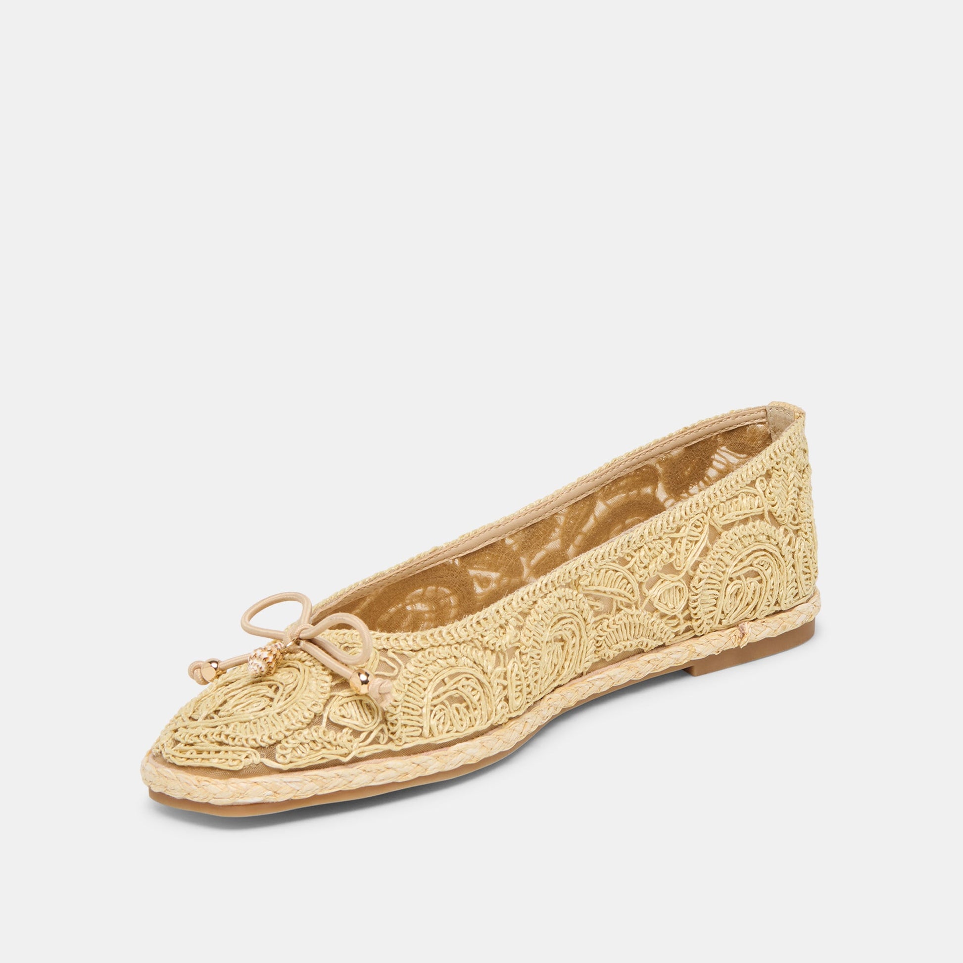 Tianna Lt Natural Raffia Lace Ballet Flats Dolce Vita