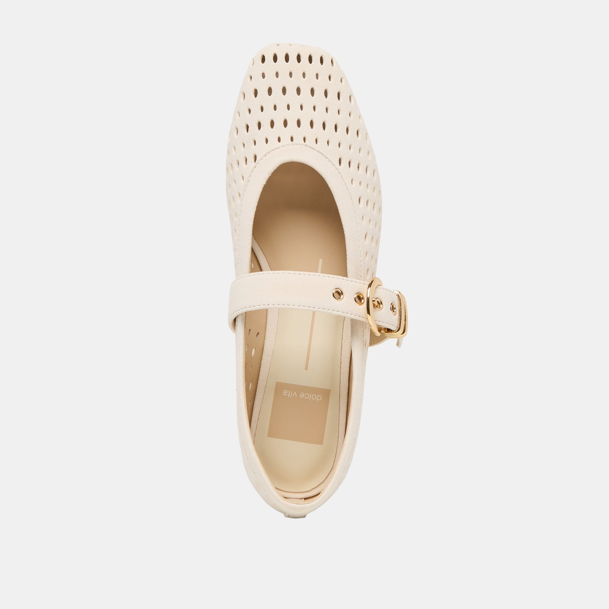 Mikel Creme Perforated Suede Ballet Flats Dolce Vita