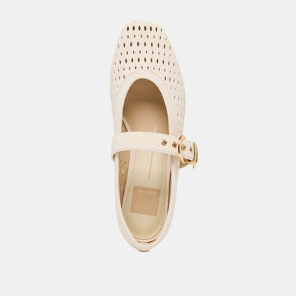 Mikel Creme Perforated Suede Ballet Flats Dolce Vita