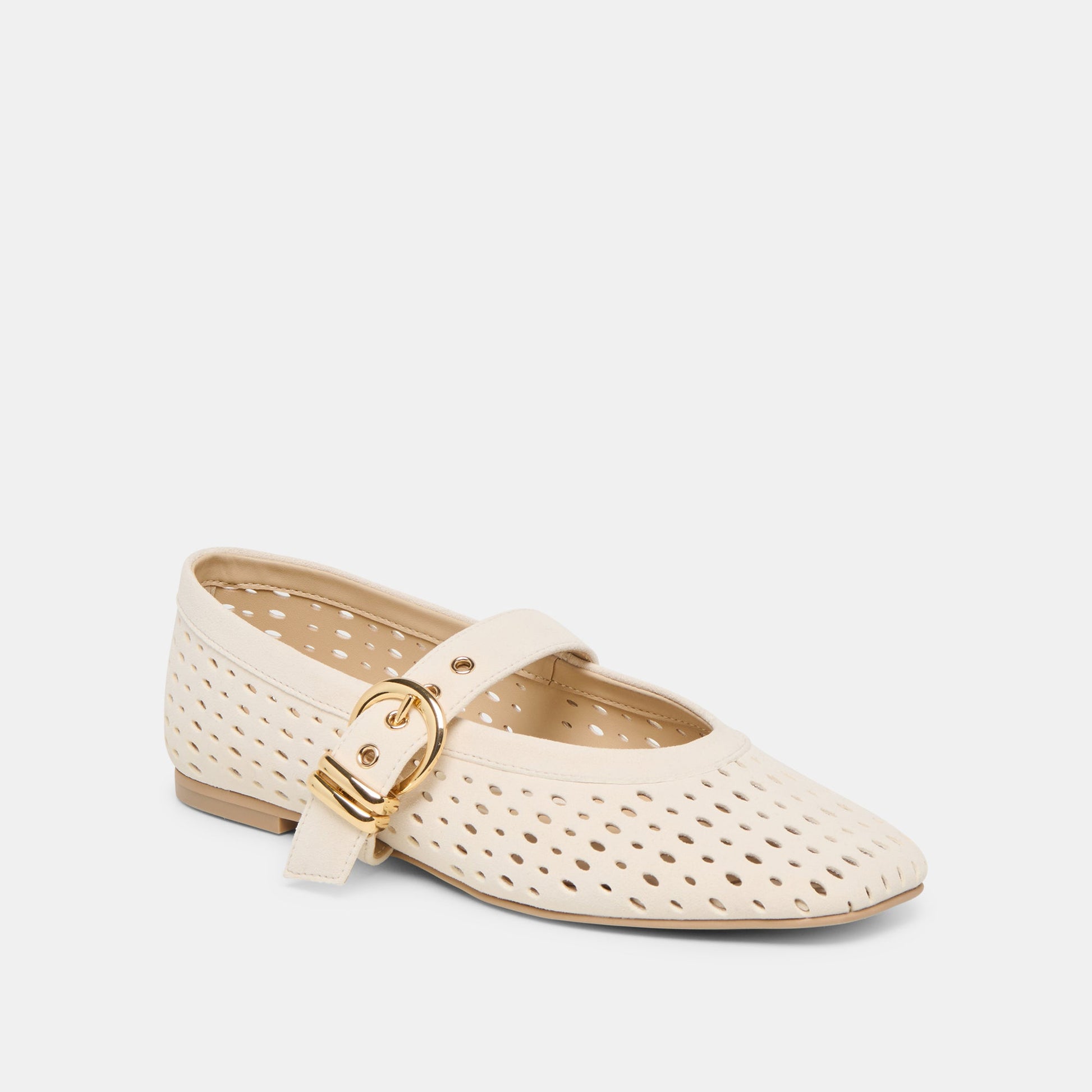 Mikel Creme Perforated Suede Ballet Flats Dolce Vita