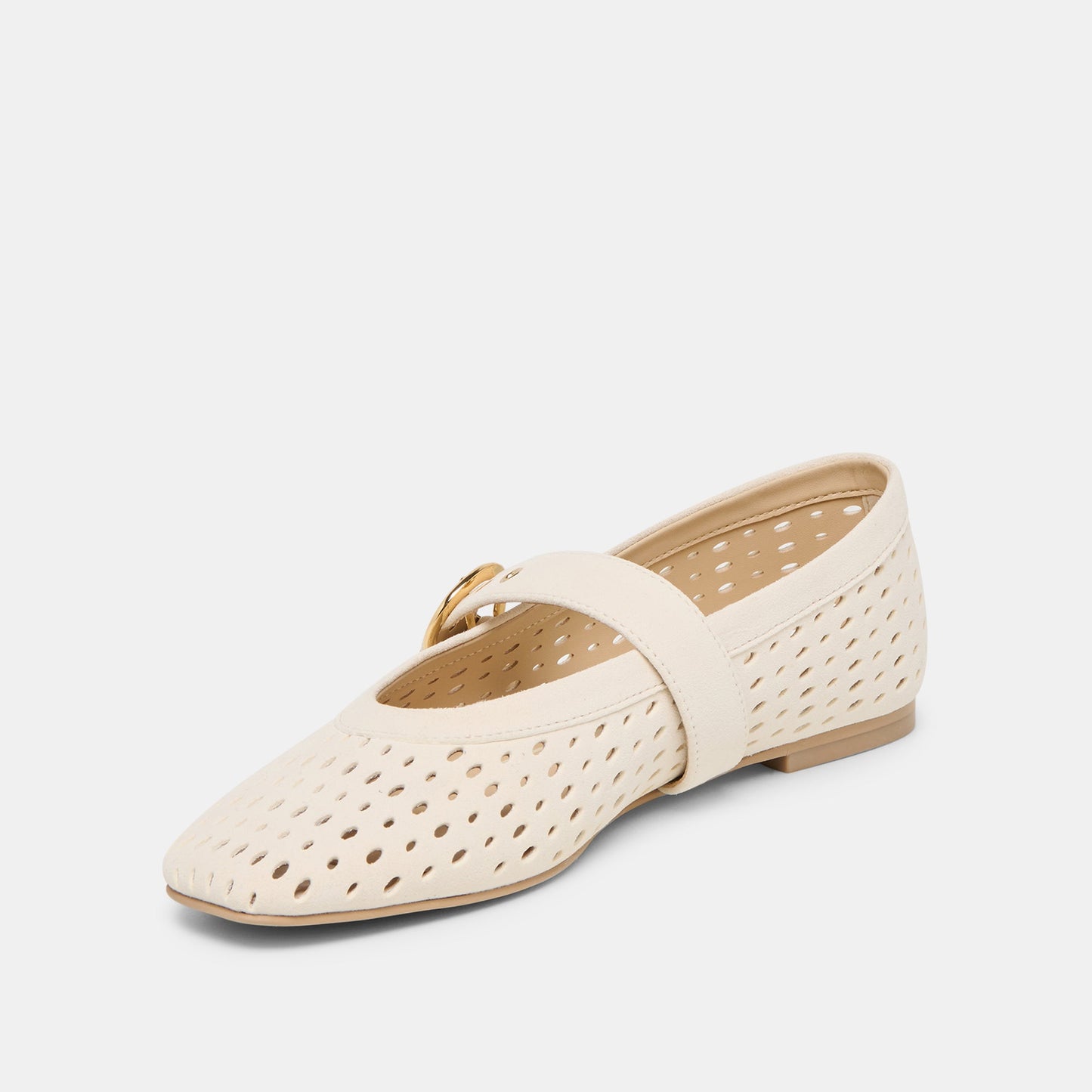 Mikel Creme Perforated Suede Ballet Flats Dolce Vita