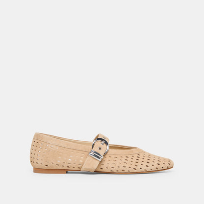 Mikel Camel Perforated Suede Ballet Flats Dolce Vita
