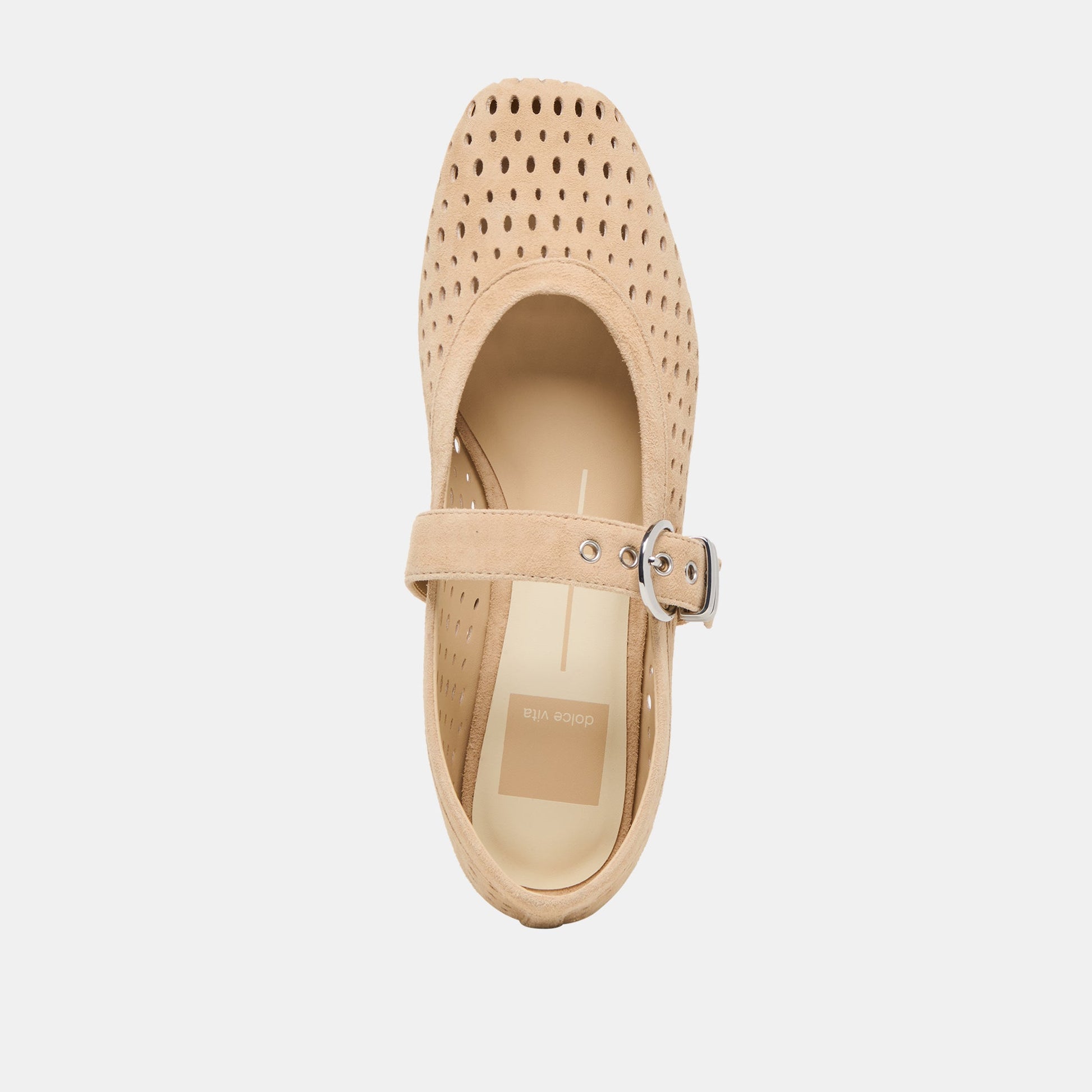 Mikel Camel Perforated Suede Ballet Flats Dolce Vita