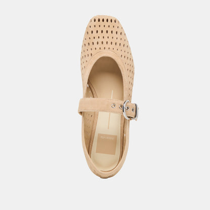 Mikel Camel Perforated Suede Ballet Flats Dolce Vita