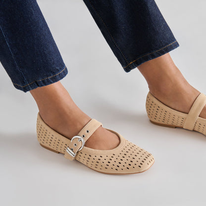 Mikel Camel Perforated Suede Ballet Flats Dolce Vita