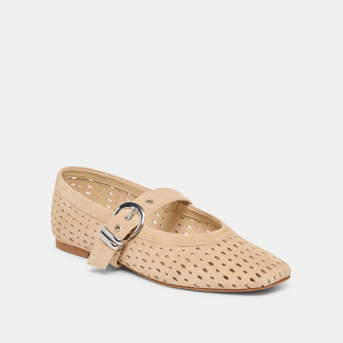 Mikel Camel Perforated Suede Ballet Flats Dolce Vita