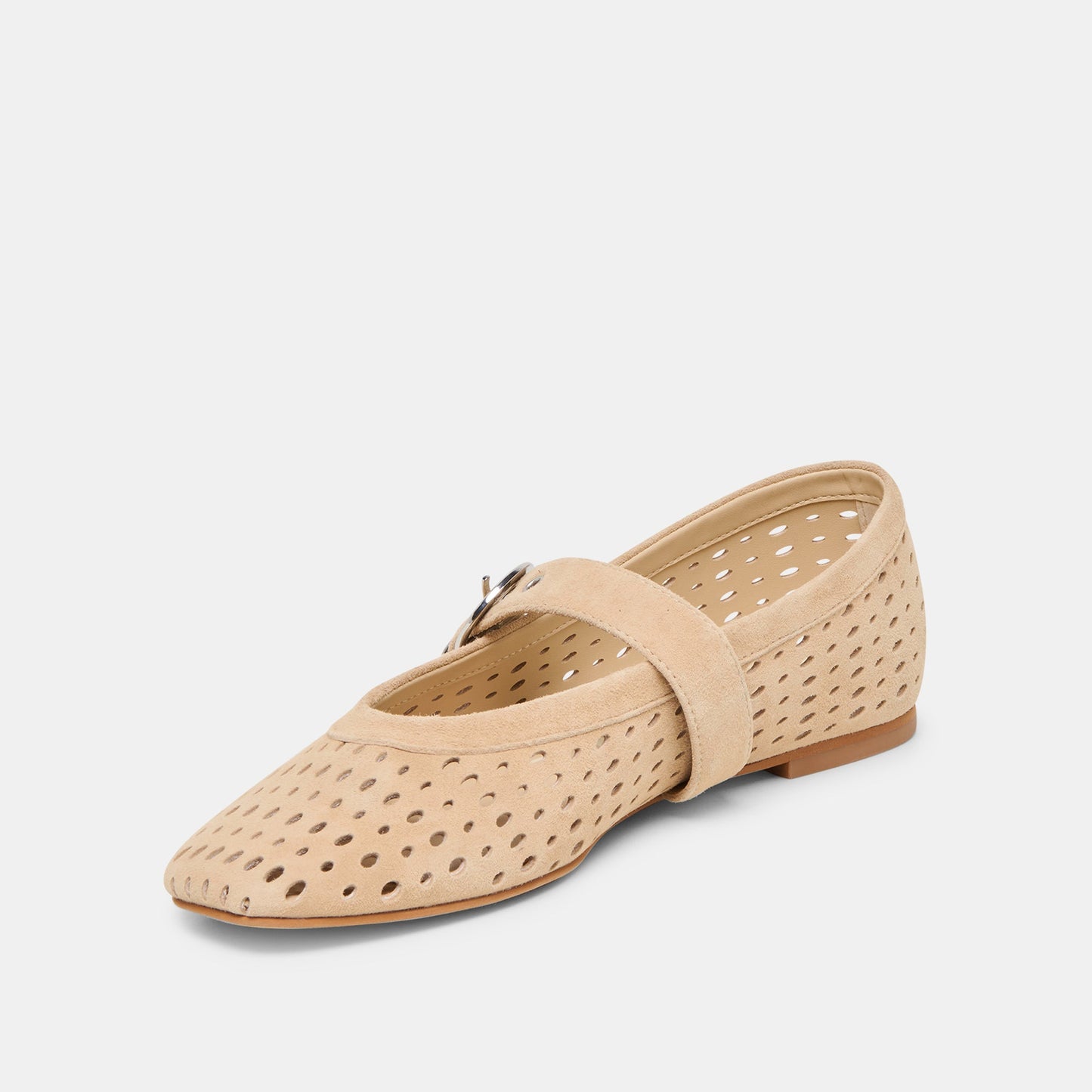 Mikel Camel Perforated Suede Ballet Flats Dolce Vita