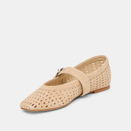 Mikel Camel Perforated Suede Ballet Flats Dolce Vita