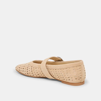 Mikel Camel Perforated Suede Ballet Flats Dolce Vita