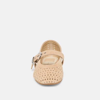 Mikel Camel Perforated Suede Ballet Flats Dolce Vita